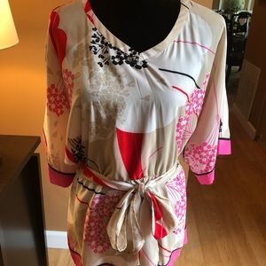 Multi color front tied New York and company blouse